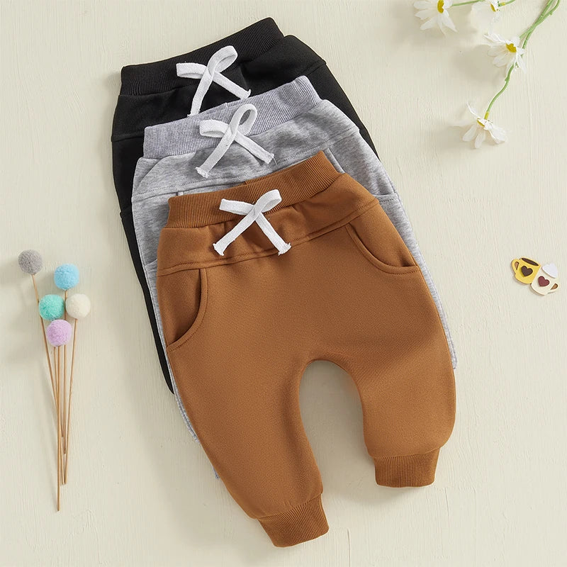 Infant Boys Jogger Pants 3 Pack Soft Cotton Blend Trousers