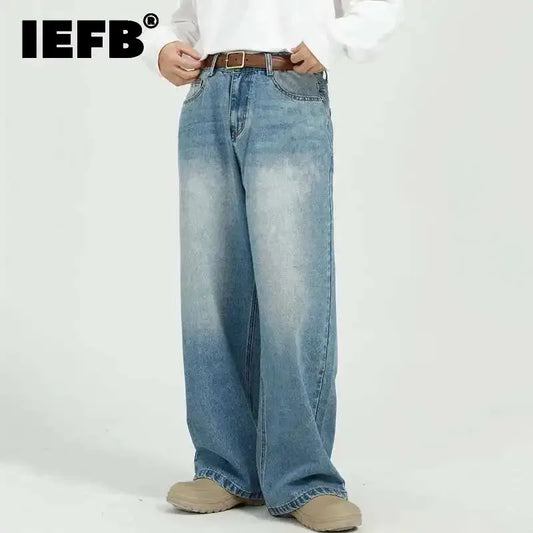 IEFB Men's Casual Gradient Color Denim Jeans with Pockets Button Closure Spring 2024