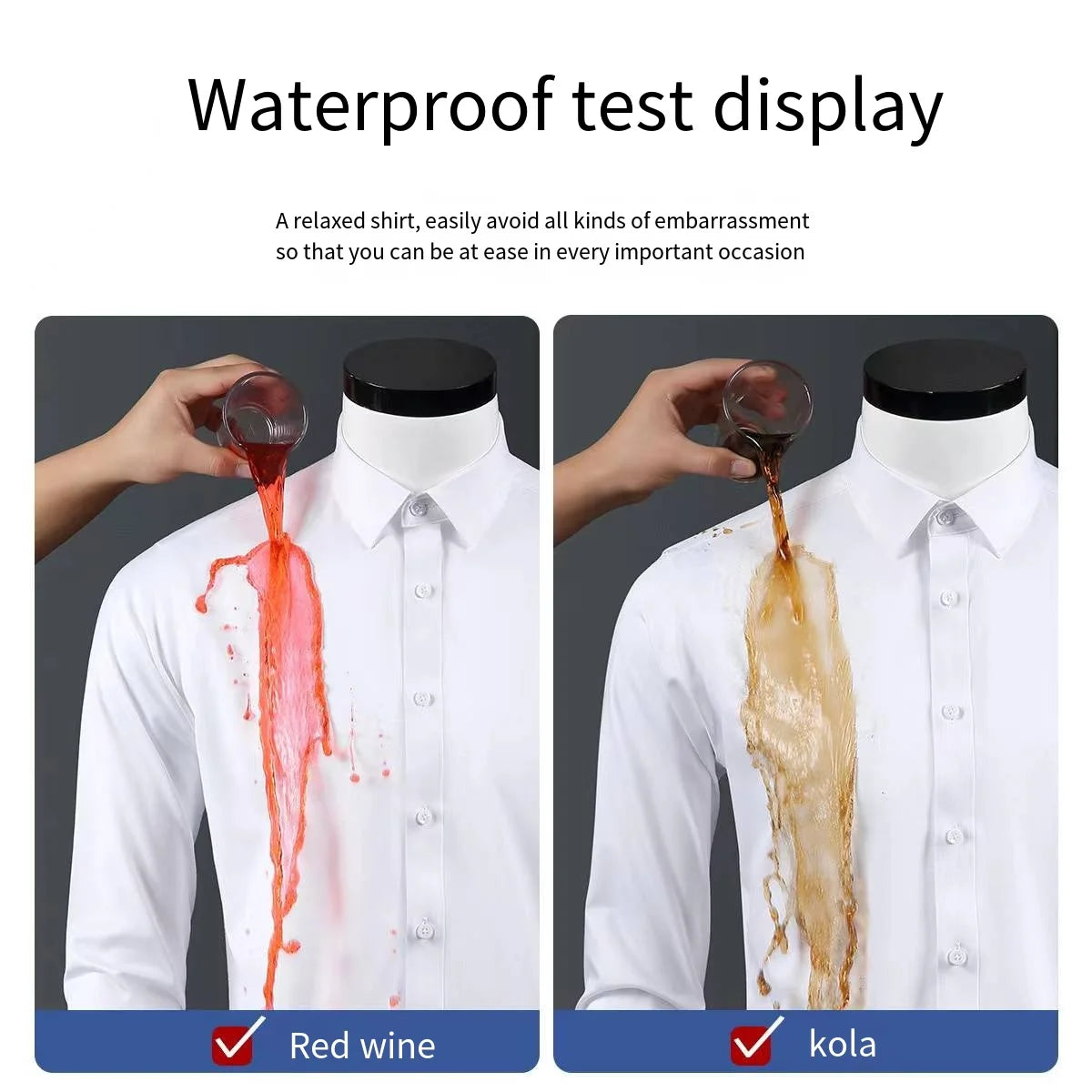 Oil Proof Waterproof Men's Formal Long Sleeve Shirt High Quality Business Leisure Free Ironing Slim Fit Three Prevention