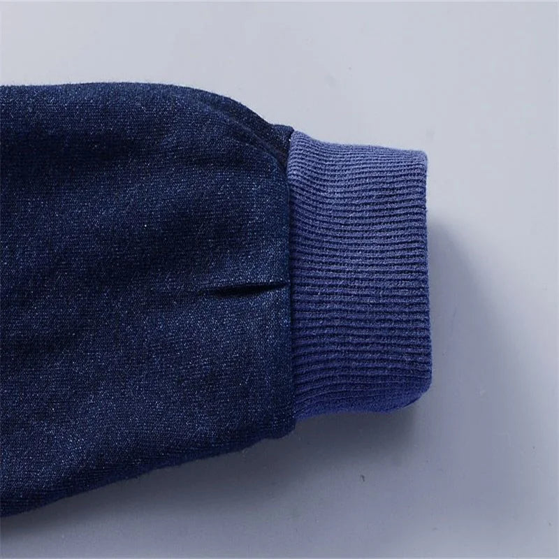 Spring And Autumn Toddler Boy Decorative Printed Coat And Elastic Jeans Suit Fashion Joker