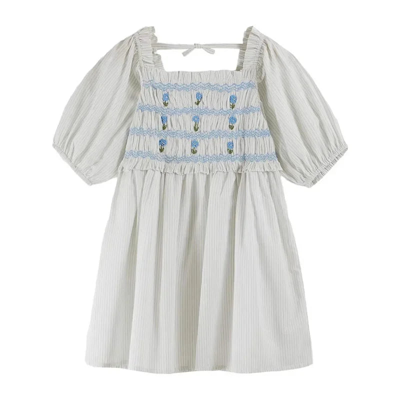 Children's Dress 2025 Summer EM Girls Pastoral Style Dress