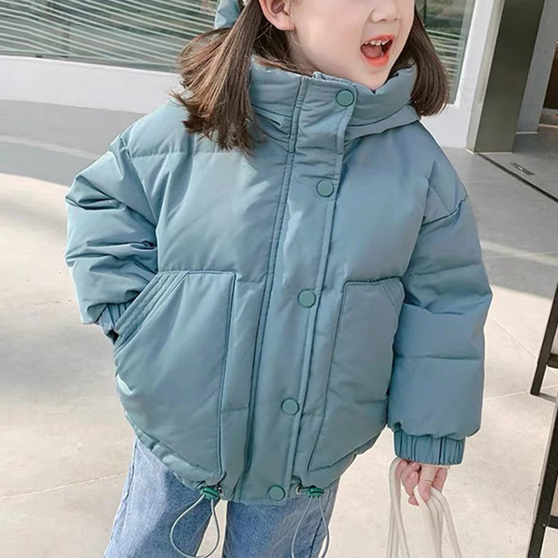 Children's Thick Padded Coat Winter Baby Boys Girls Cotton Padded Parka Thicken Warm Long Jackets Toddler Kids Outerwear