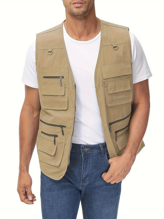 Men's Plus Size Fishing Vest Utility Travel Multi Pockets Outdoor Work Sports Summer Vest