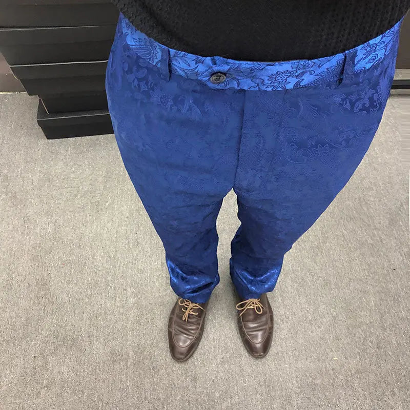 British Style Jacquard Suit Pants for Men 2023 Formal Trousers Wedding Casual Pants