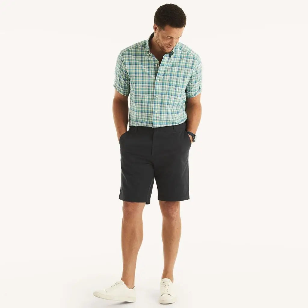 Nautica Mens Big and Tall Sustainably Crafted Plaid Short Sleeve Shirt