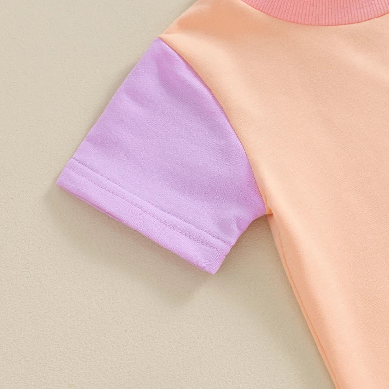 Citgeett Summer Toddler Boys and Girls Shorts Set Short Sleeve Contrast Color Tops and Drawstring Shorts