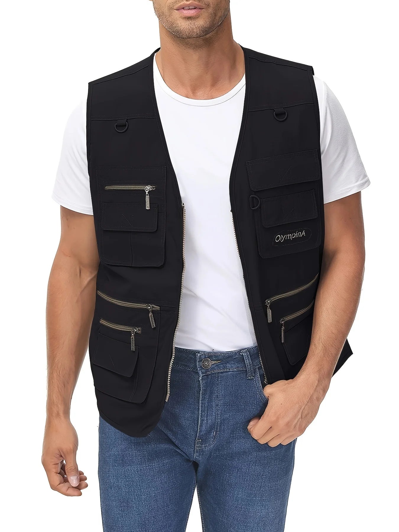 Men's Plus Size Fishing Vest Utility Travel Multi Pockets Outdoor Work Sports Summer Vest