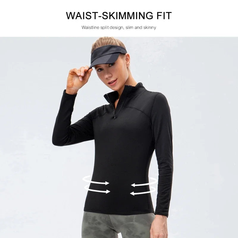 Winter Warm Plus Velvet Long Sleeve T Shirts for Women Outdoor Running Basketball Sports Tops Home Fitness Yoga Thermal