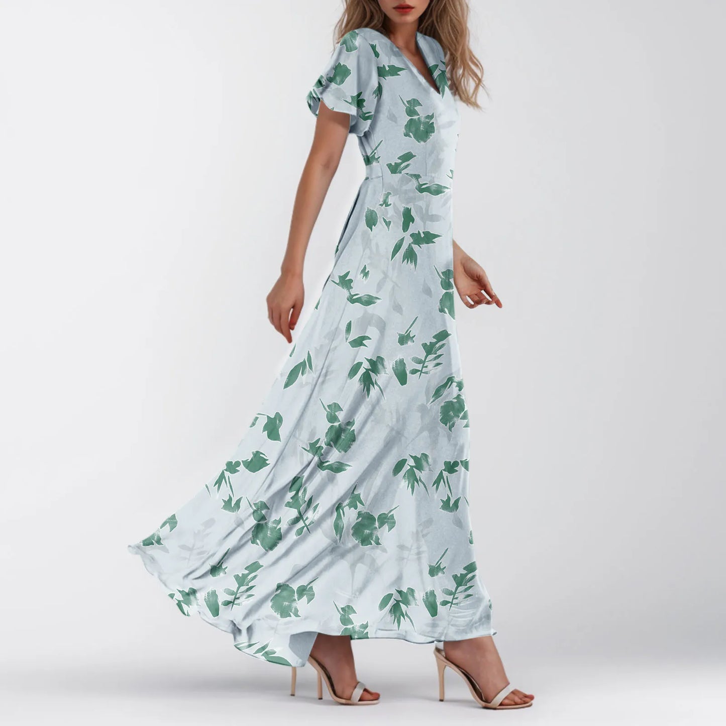 2025 Summer Dresses For Women Casual Short Sleeve Maxi Dresses Cute Floral Maxi Dress Evening Party Wedding Guest Dresses