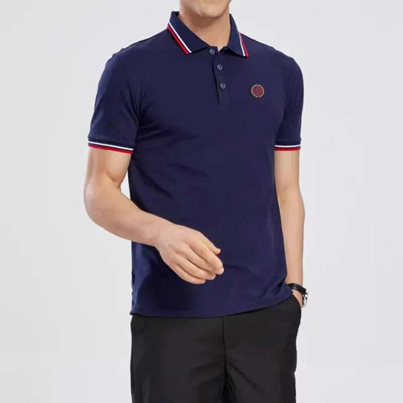 2024 New Men's Polo Top Casual Fashion Commuter Versatile Solid Color Pure Cotton Summer Business Top