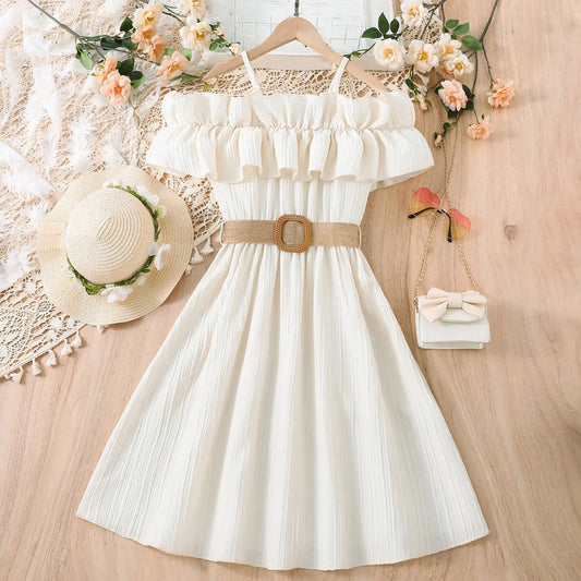 Toddler Girls Sleeveless Solid Dress Ankle Length Dance Party Dress for Christmas Age 6 Years