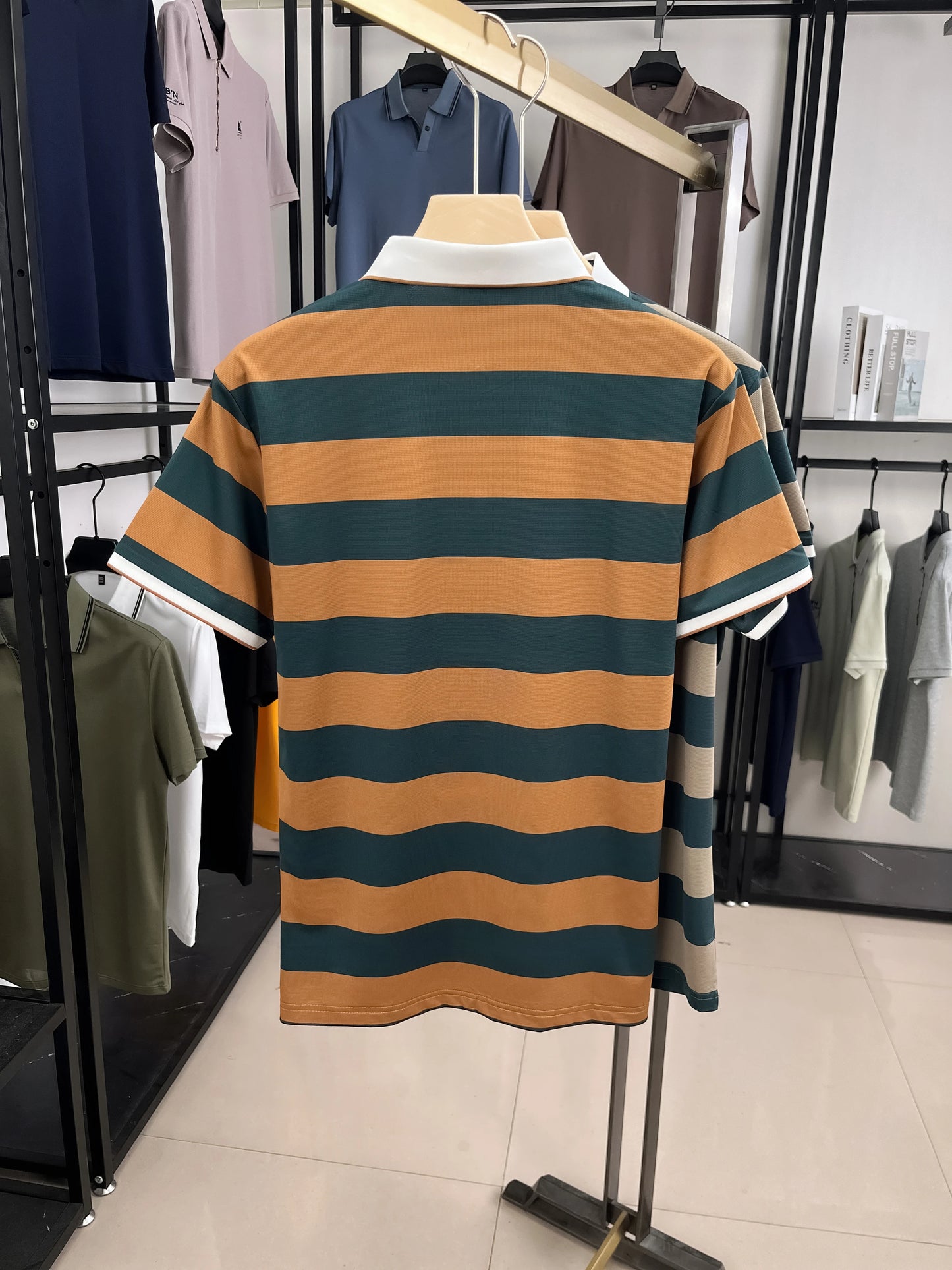 High End Fashion Striped Men's Short Sleeve Polo Shirt Summer New Brand Emblem Embossed Korean Style Comfort Casual Lapel T-Shirt