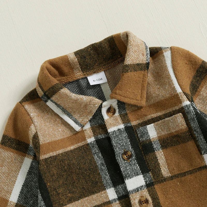 Kids Baby Boy Autumn Clothes Outfits Plaid Print Set 2 Piece