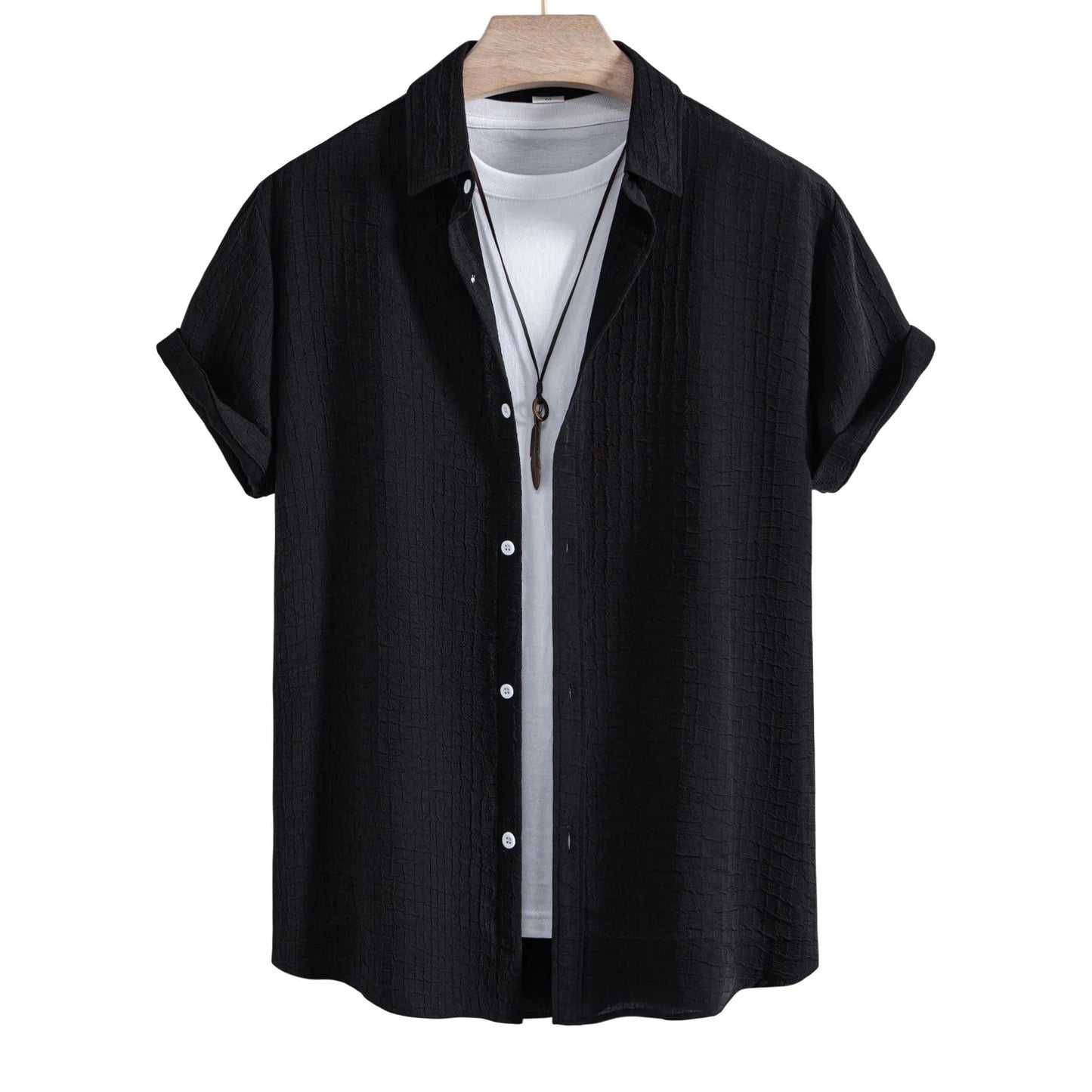Mens Casual Waffle Shirt Suit Two Piece Solid Short Sleeved Shirt And Shorts Suit Harajuku Casual T-Shirt And Shorts Set