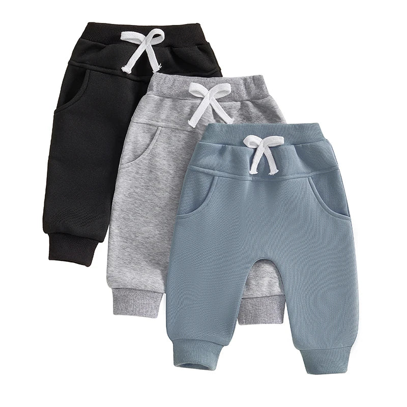 Infant Boys Jogger Pants 3 Pack Soft Cotton Blend Trousers