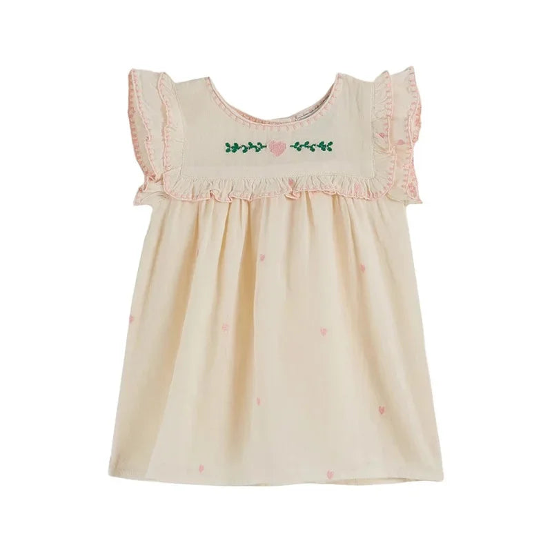 Children's Dress 2025 Summer EM Girls Pastoral Style Dress