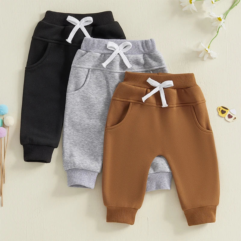 Infant Boys Jogger Pants 3 Pack Soft Cotton Blend Trousers