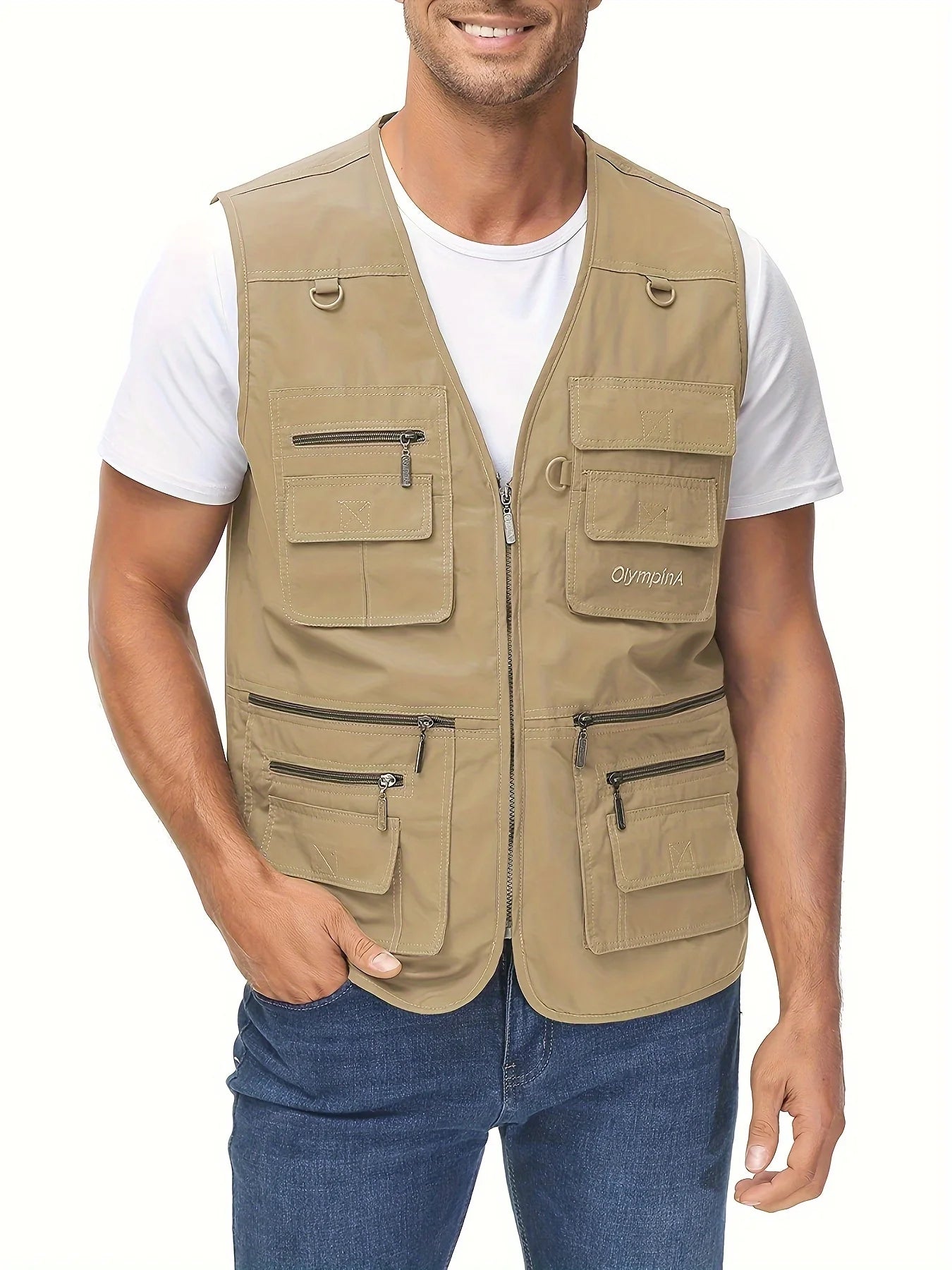 Men's Plus Size Fishing Vest Utility Travel Multi Pockets Outdoor Work Sports Summer Vest