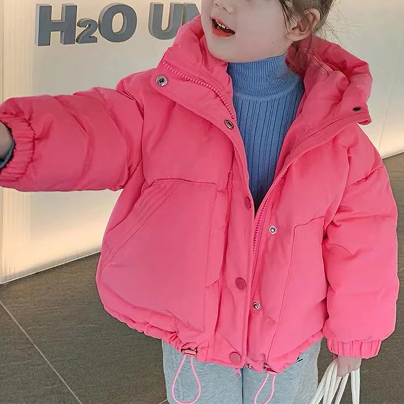 Children's Thick Padded Coat Winter Baby Boys Girls Cotton Padded Parka Thicken Warm Long Jackets Toddler Kids Outerwear