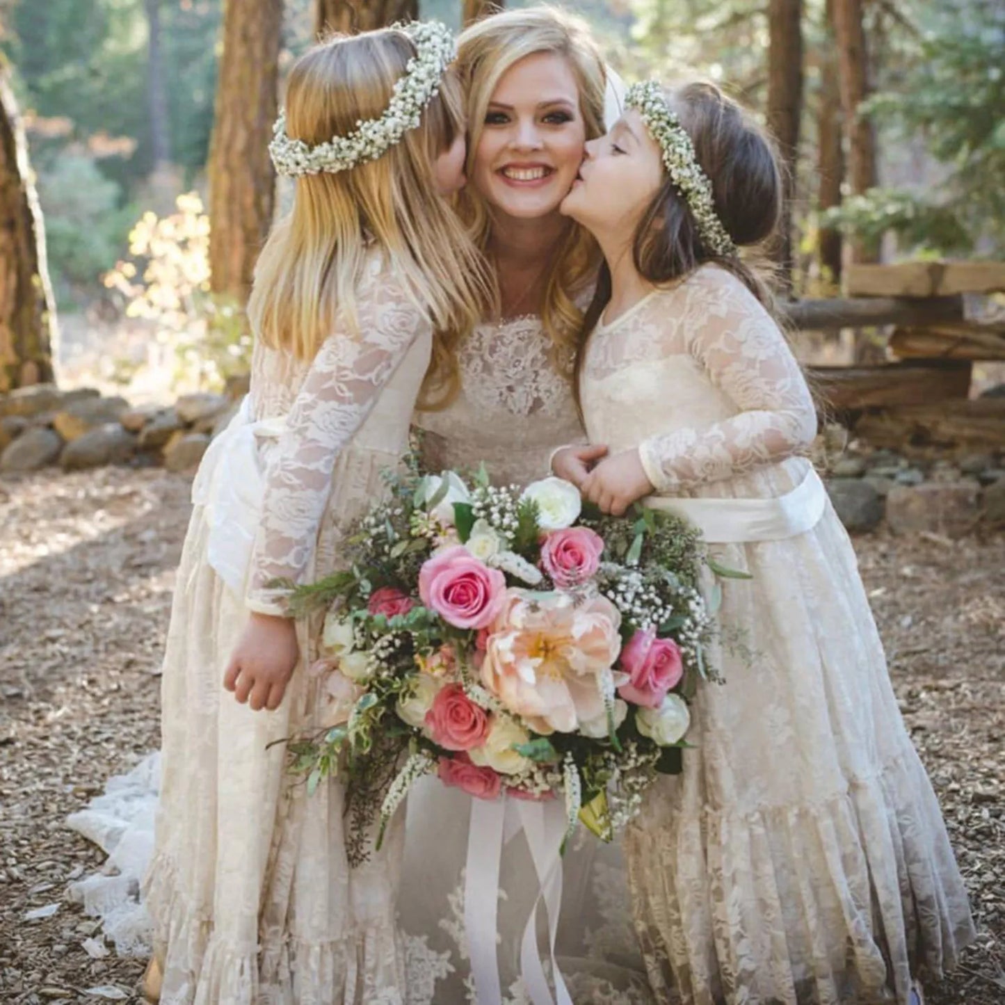 1st Birthday Outfit Girls Lace Dress with Tie Belt Chic Long Flower Girl Bubble Dress for Children Ages 1 to 3 Years