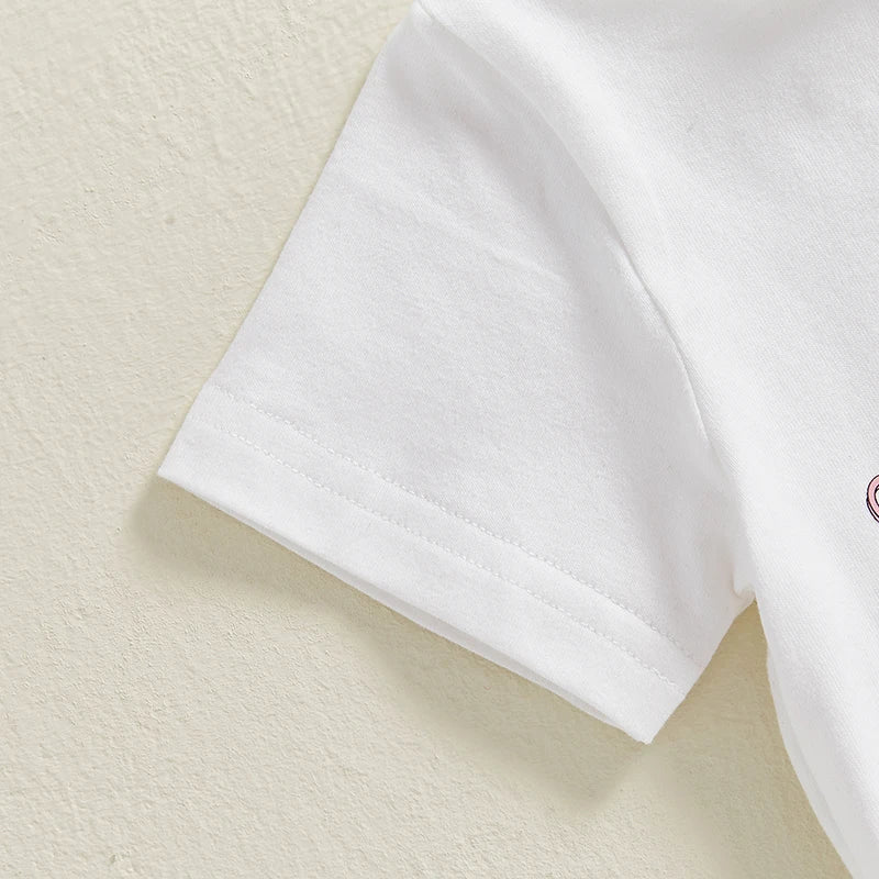 Lioraitiin Baby Girl Shorts Set Bow Letter Short Sleeve T-Shirts Plaid Elastic Waist Skorts Summer Outfit 2024