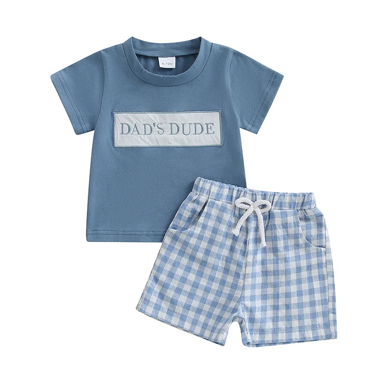 Infant Boy s Casual Outfit with Embroidered T-shirt Set