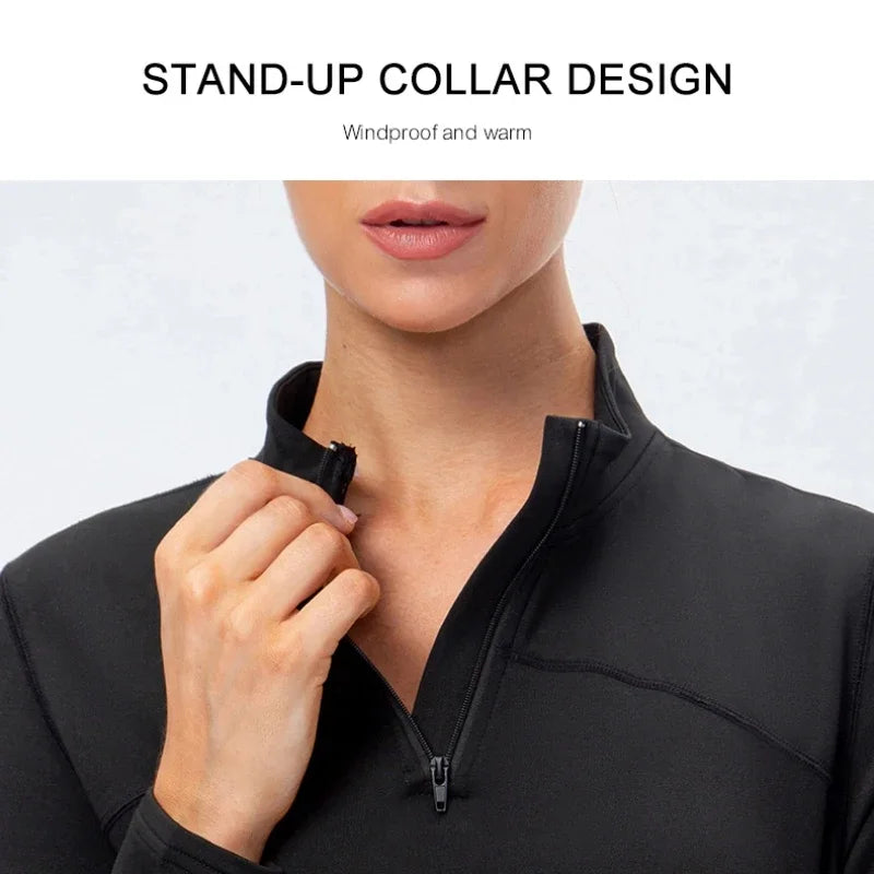 Winter Warm Plus Velvet Long Sleeve T Shirts for Women Outdoor Running Basketball Sports Tops Home Fitness Yoga Thermal