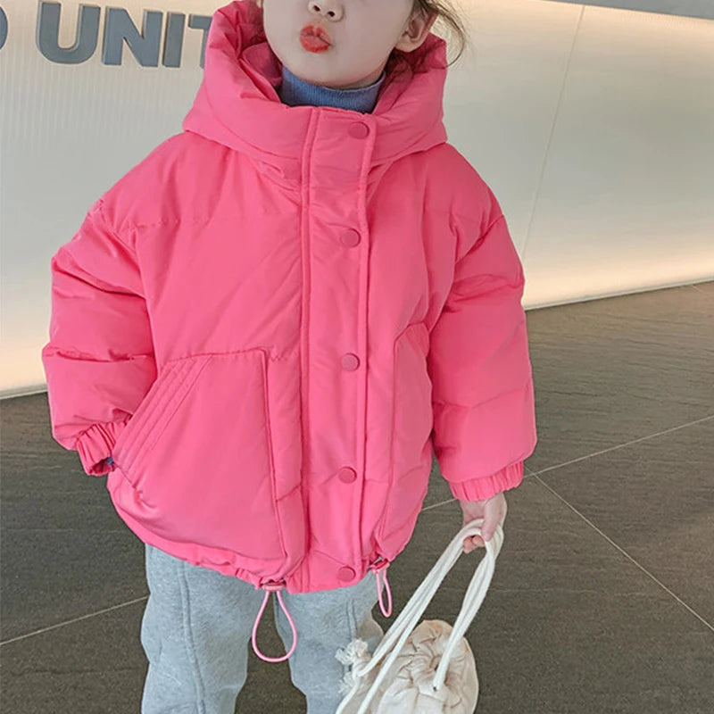 Children's Thick Padded Coat Winter Baby Boys Girls Cotton Padded Parka Thicken Warm Long Jackets Toddler Kids Outerwear