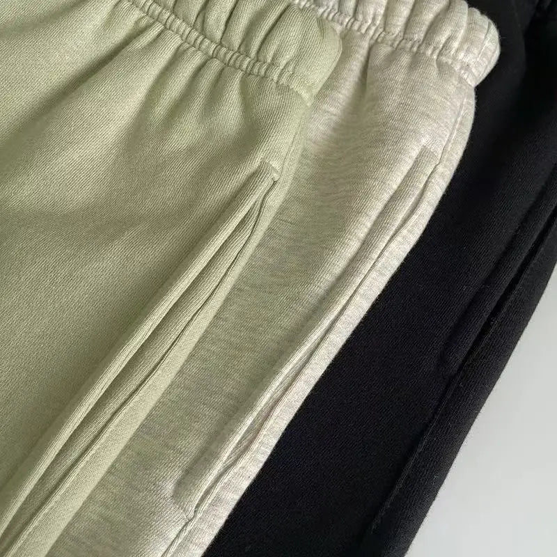 Trendy Brand Men's Cotton Shorts with Double Row Flocking Letter Logo High Street Loose Fit