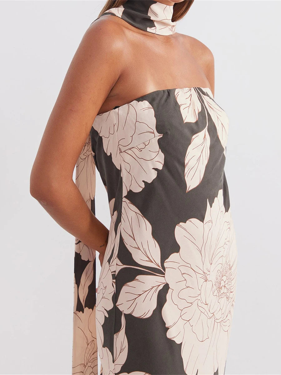 Elegant Off-Shoulder Maxi Dress with Ruffle Detail for Women