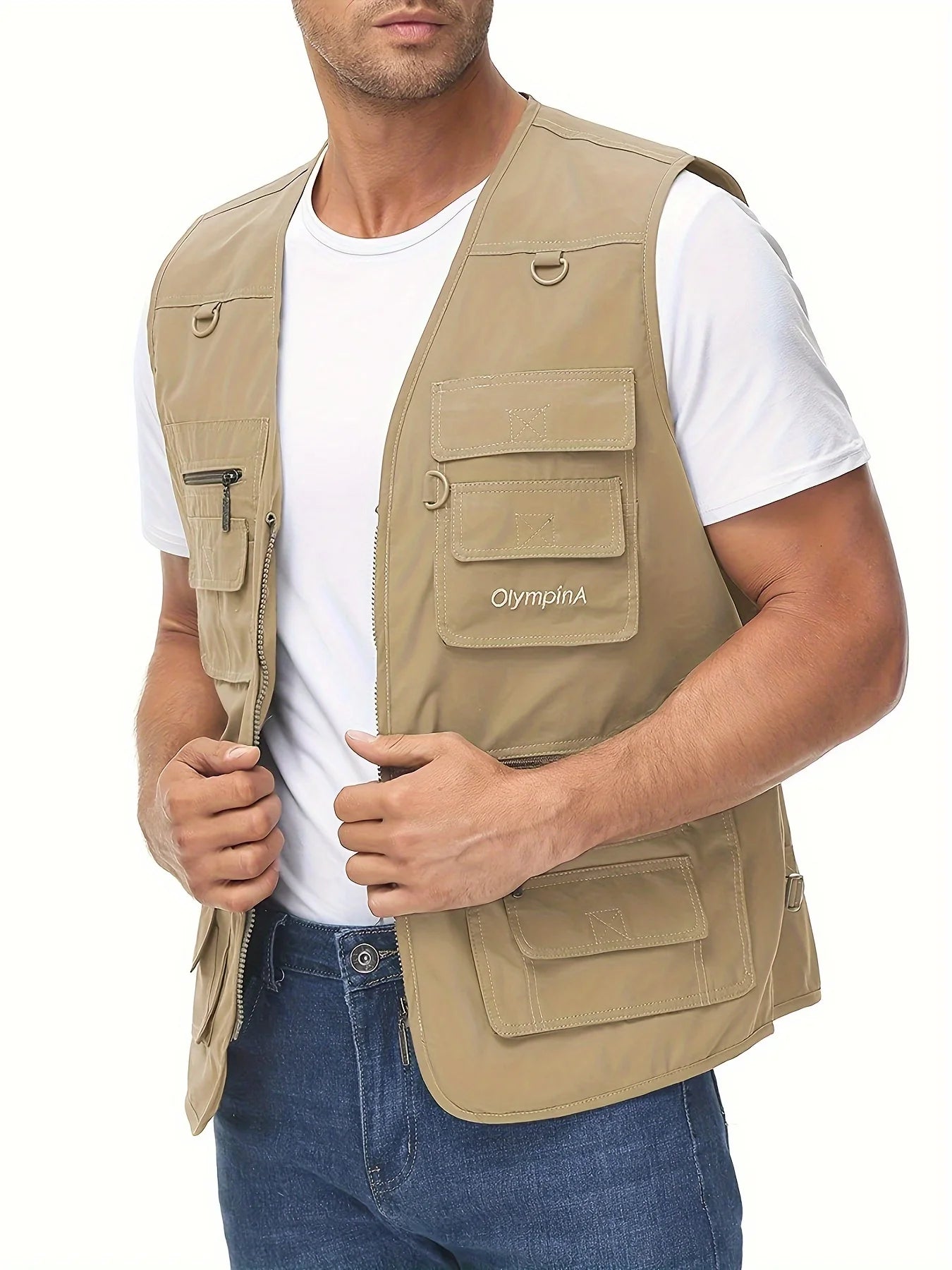 Men's Plus Size Fishing Vest Utility Travel Multi Pockets Outdoor Work Sports Summer Vest