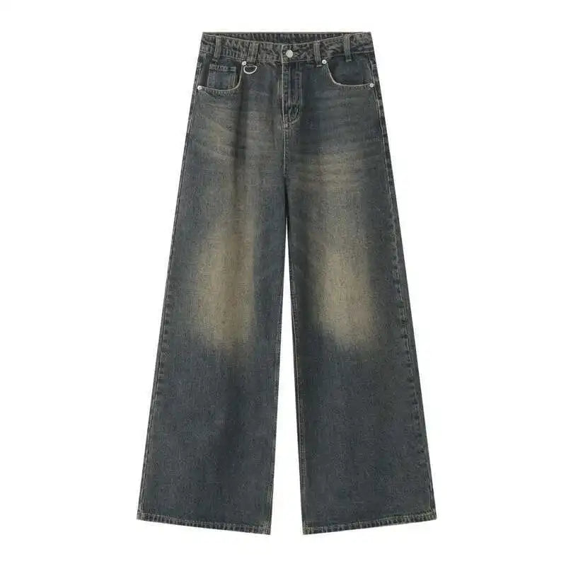 IEFB Wide Leg Jeans Casual Male Denim Pants 2025 Spring Fashion Loose Fit Trousers with Pockets and Zipper Closure