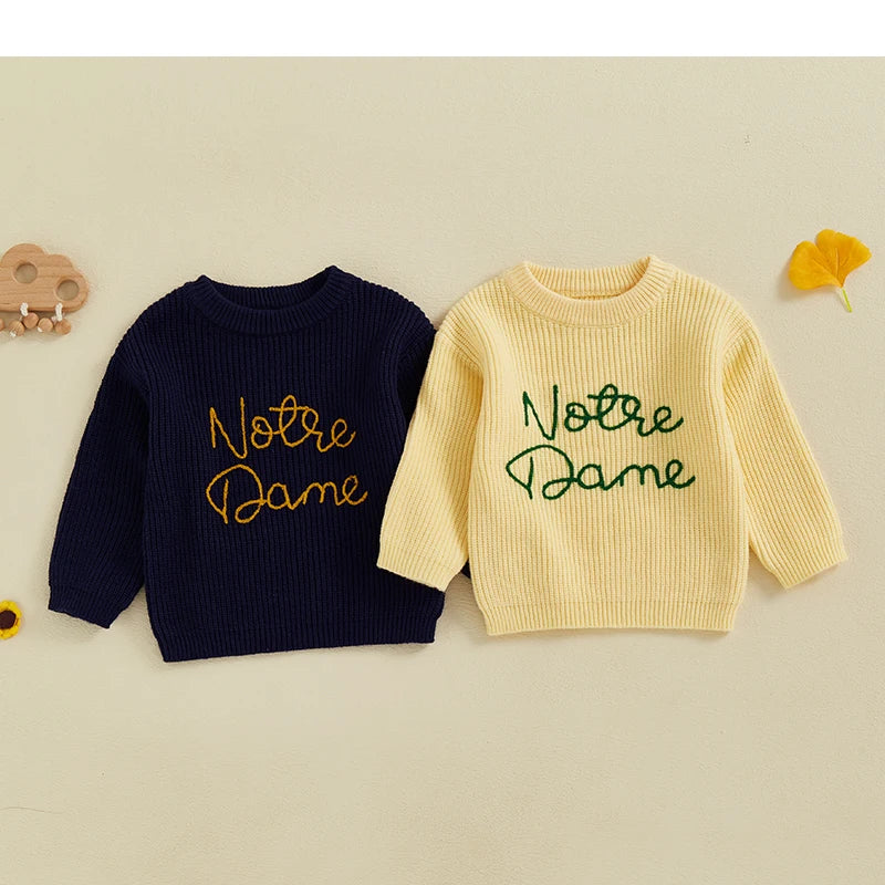 Lioraitiin Toddler Kids Baby Boys Fall Sweater Two Colors Long Sleeve Crew Neck Knitwear Pullover