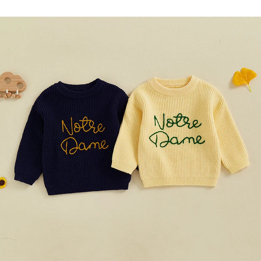 Lioraitiin Toddler Kids Baby Boys Fall Sweater Two Colors Long Sleeve Crew Neck Knitwear Pullover