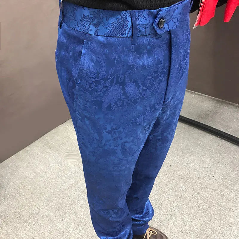 British Style Jacquard Suit Pants for Men 2023 Formal Trousers Wedding Casual Pants