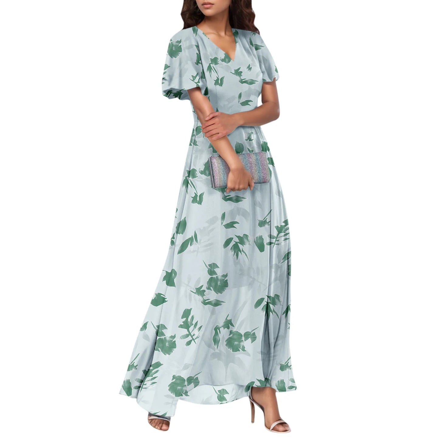 2025 Summer Dresses For Women Casual Short Sleeve Maxi Dresses Cute Floral Maxi Dress Evening Party Wedding Guest Dresses