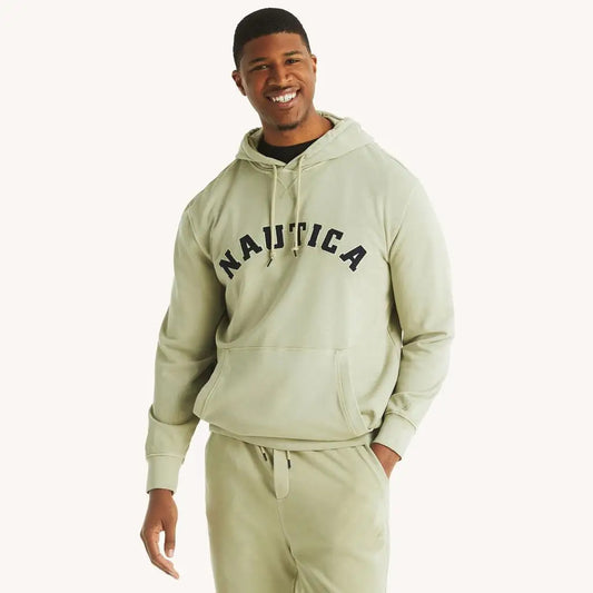 Nautica Mens Big and Tall Logo Pullover Hoodie