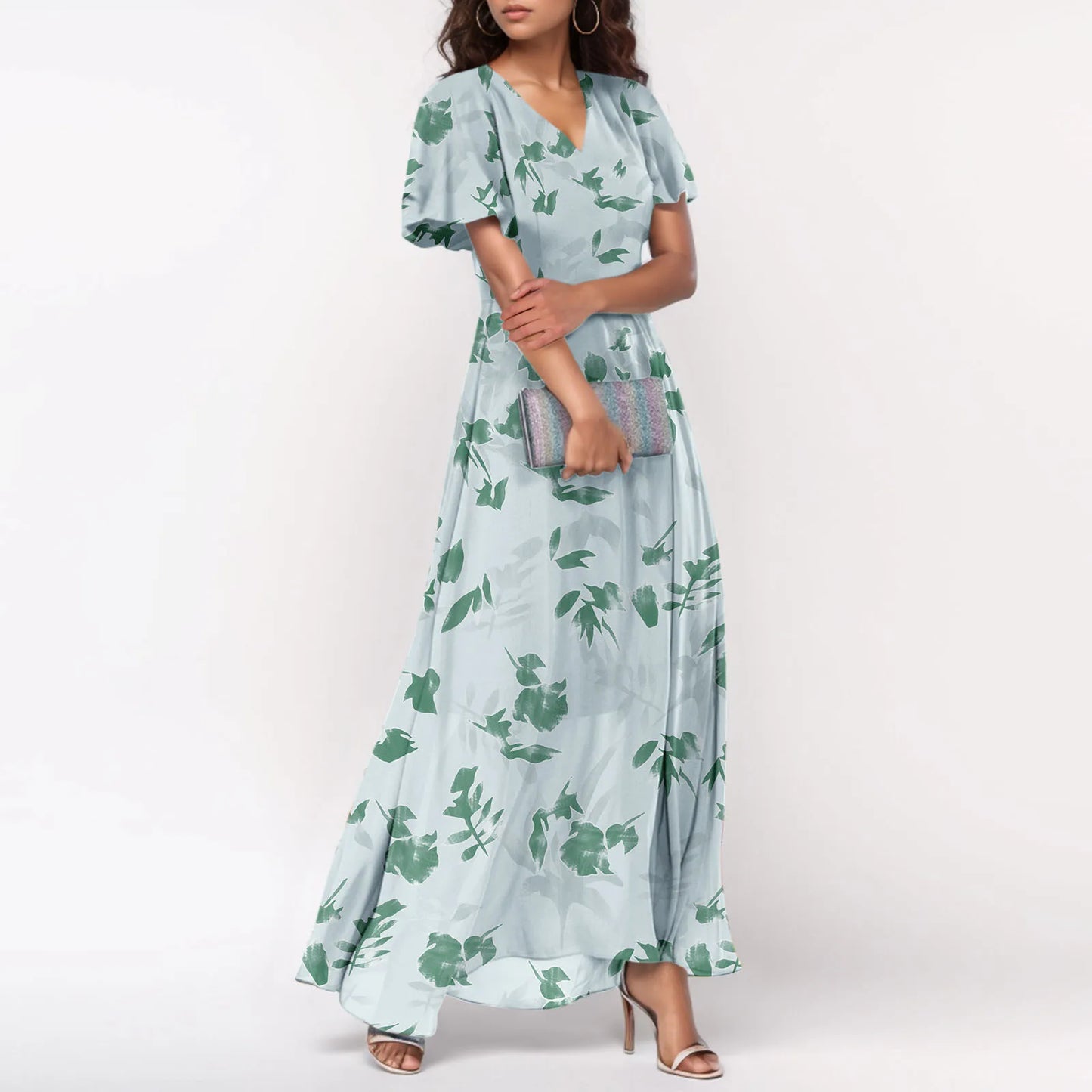 2025 Summer Dresses For Women Casual Short Sleeve Maxi Dresses Cute Floral Maxi Dress Evening Party Wedding Guest Dresses