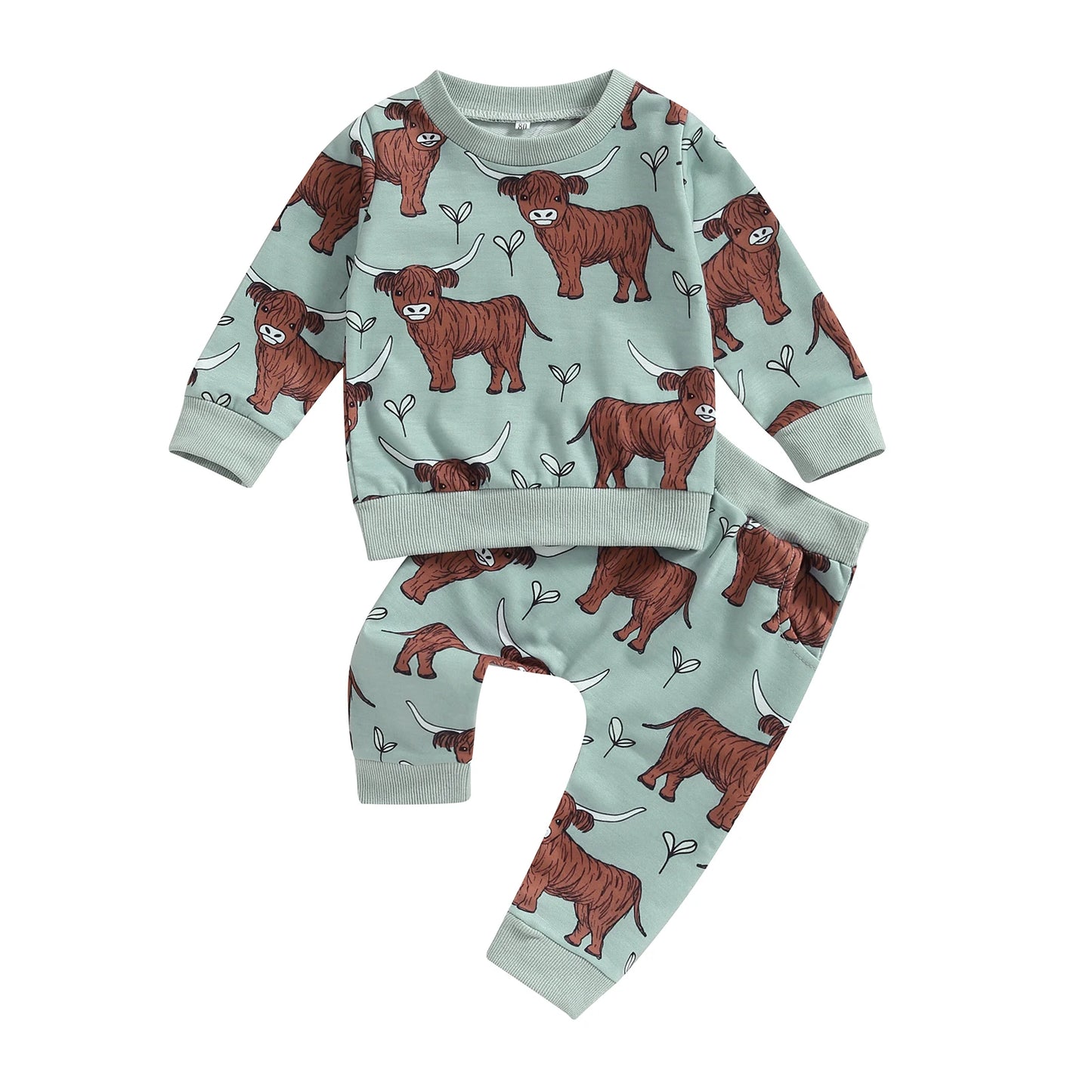 Citgeett Autumn Toddler Baby Girls Cow Print Long Sleeve Sweatshirt and Casual Pants Set Outfit