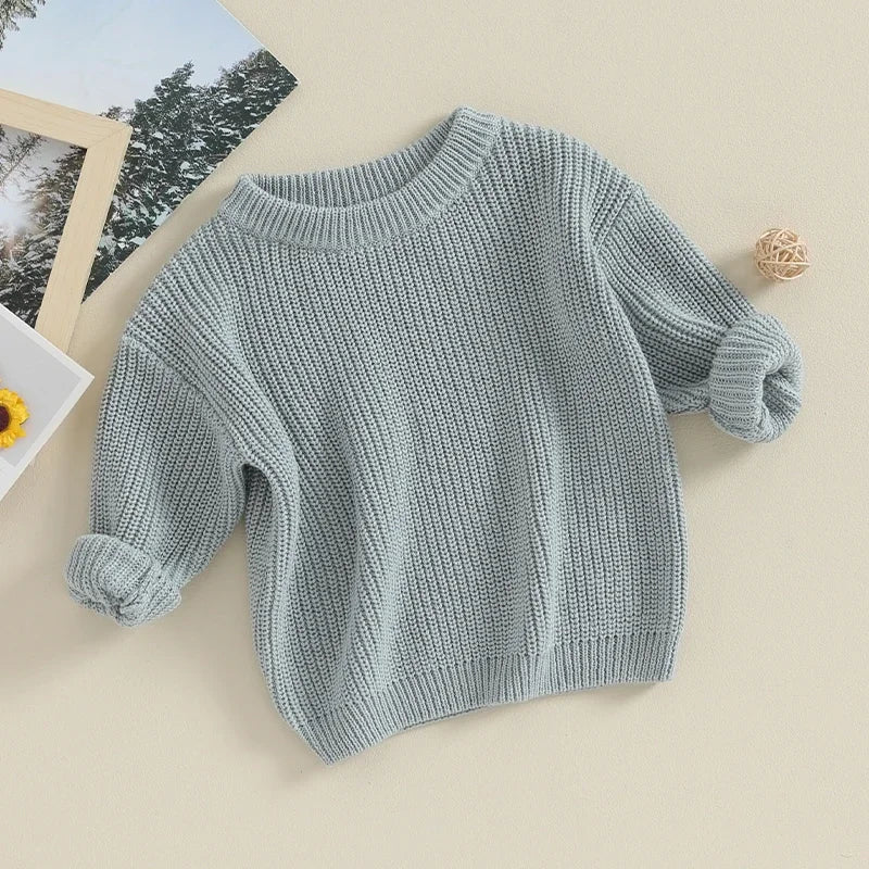 Lioraitiin Toddler Baby Knit Sweater Round Neck Long Sleeve Pullover Sweatshirt for Fall and Winter