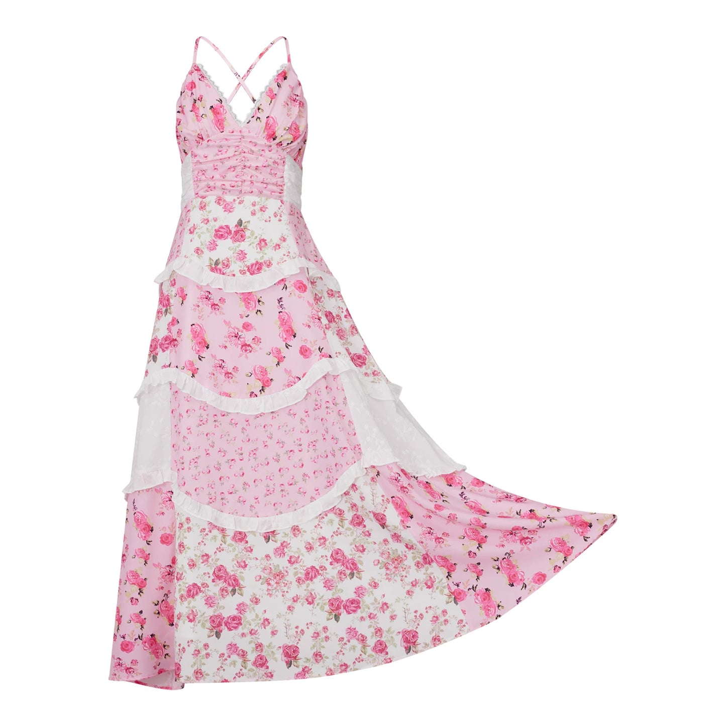 Elegant Boho Chic Maxi Dress with Floral Print for Summer