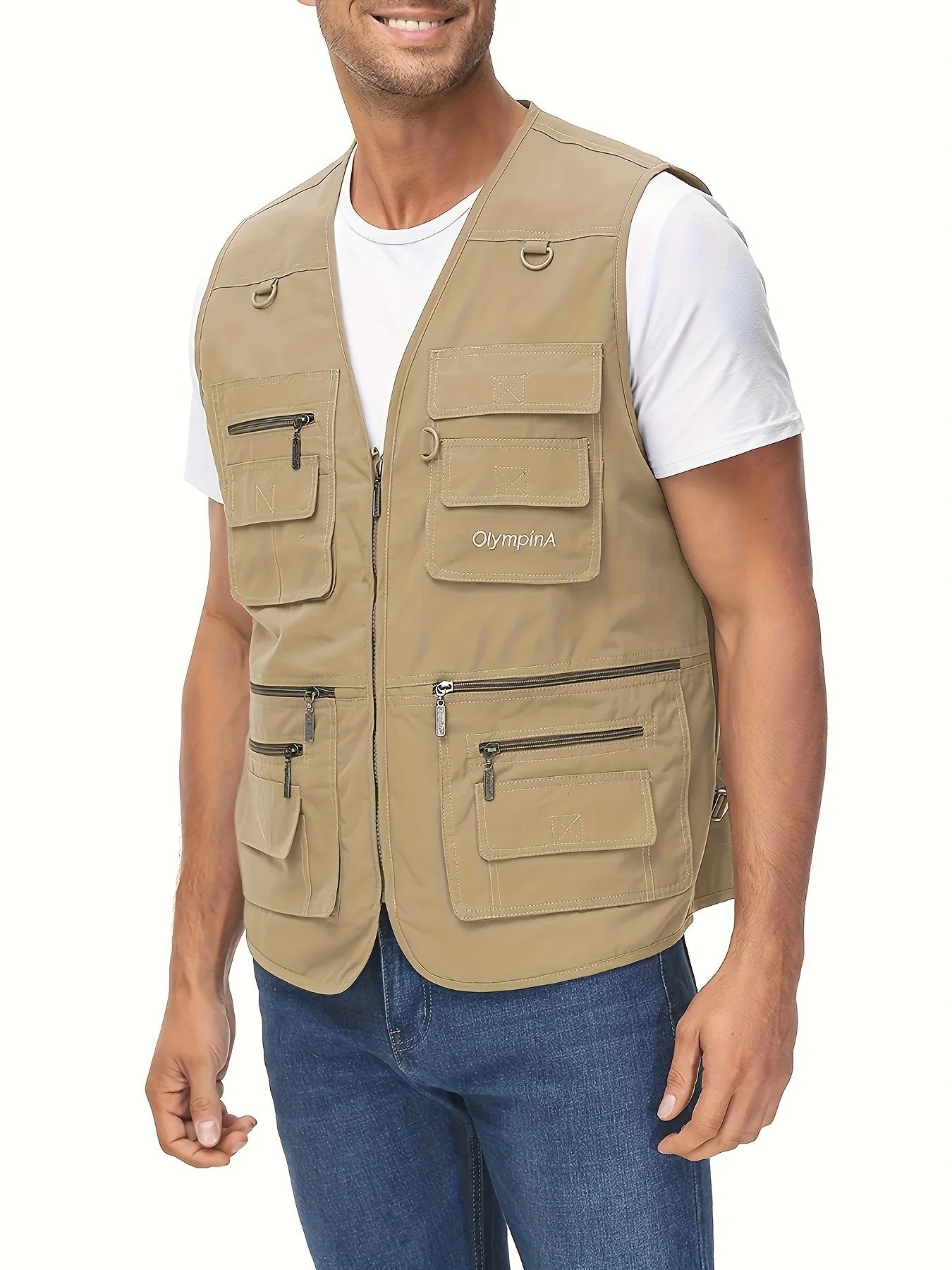 Men's Plus Size Fishing Vest Utility Travel Multi Pockets Outdoor Work Sports Summer Vest