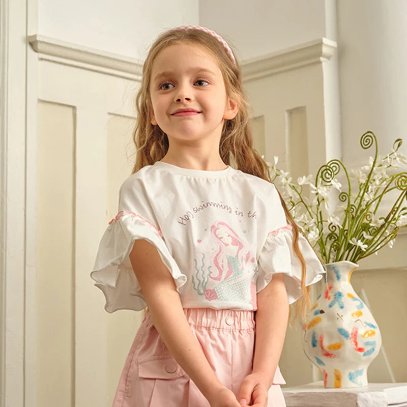 Dave Bella Casual Short Sleeve Cotton T-Shirt for Girls