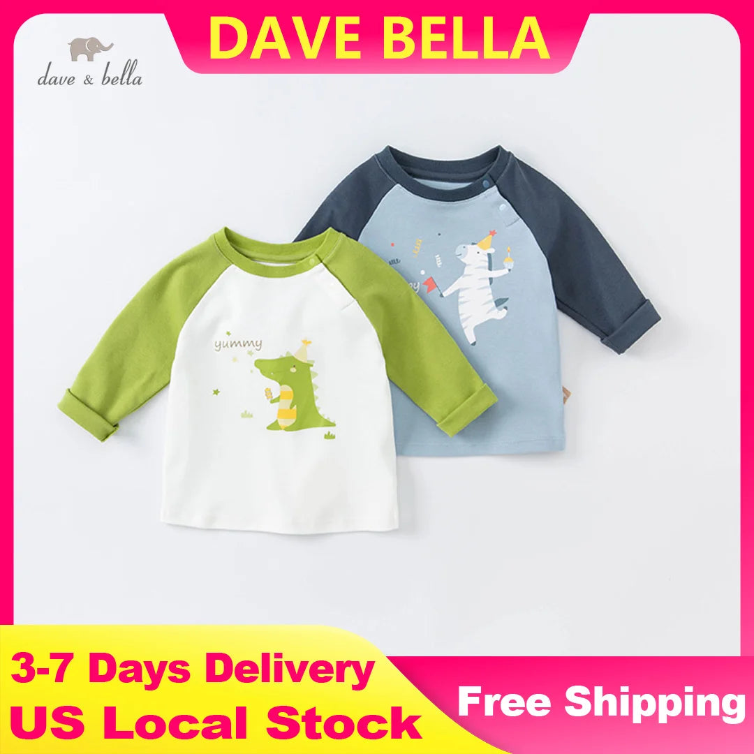 Dave Bella Long Sleeve T-Shirt Kids Cartoon Printed Tops