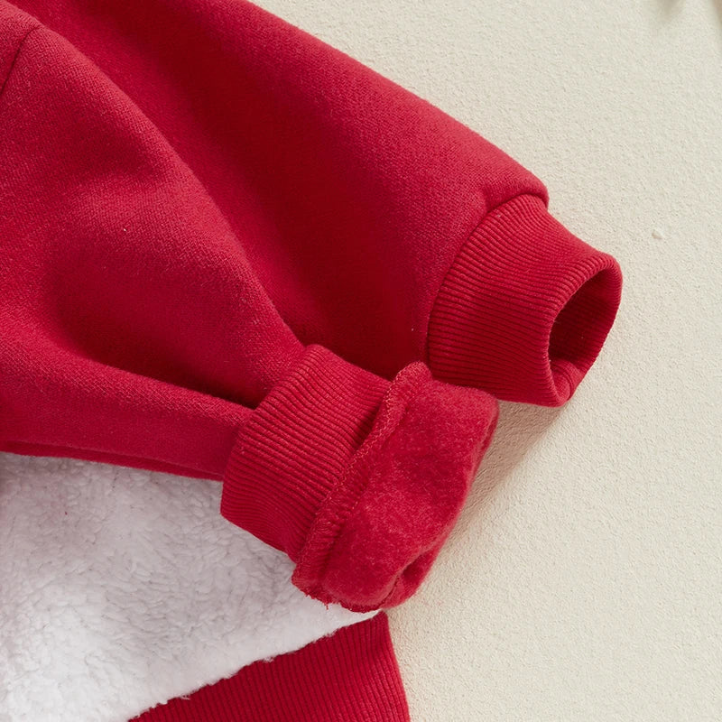 Kids Christmas Pajamas Set Elk Embroidery Long Sleeve Top Pants