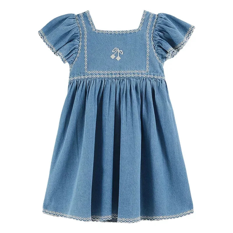 Children's Dress 2025 Summer EM Girls Pastoral Style Dress
