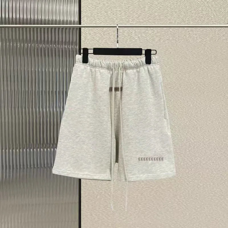 Trendy Brand Men's Cotton Shorts with Double Row Flocking Letter Logo High Street Loose Fit