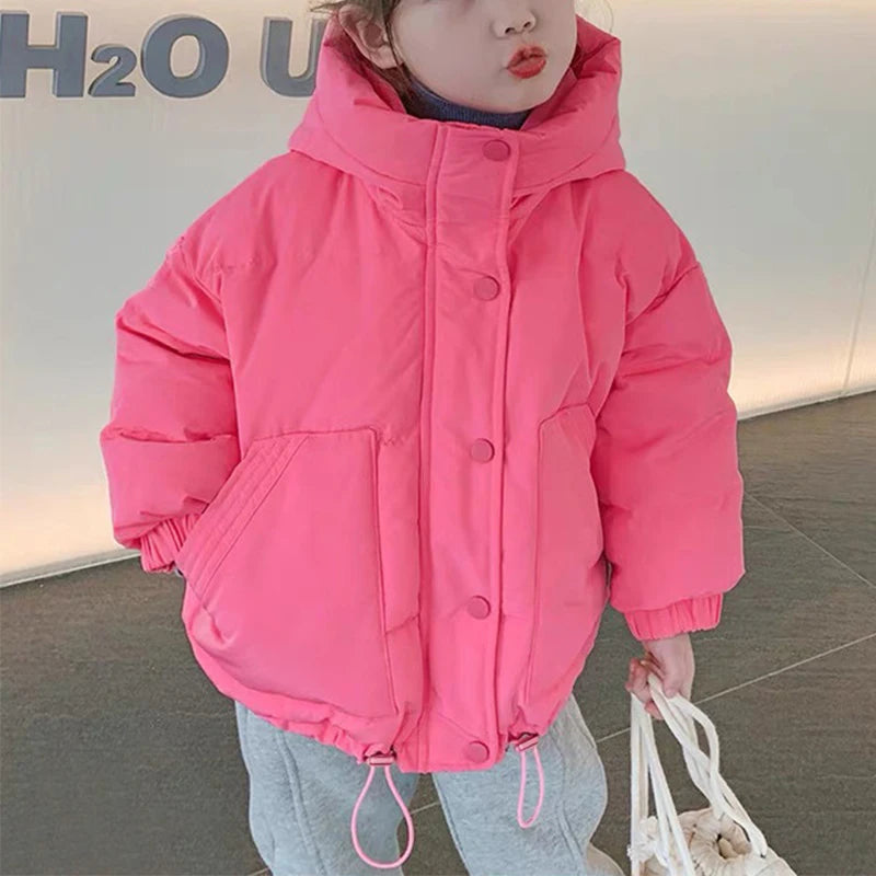 Children's Thick Padded Coat Winter Baby Boys Girls Cotton Padded Parka Thicken Warm Long Jackets Toddler Kids Outerwear