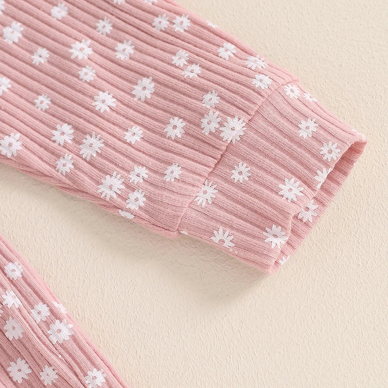 Lioraitiin Toddler Girl Fall Outfits 2Pcs Set Floral Print Long Sleeve Top and Elastic Waist Long Pants 1-5Y