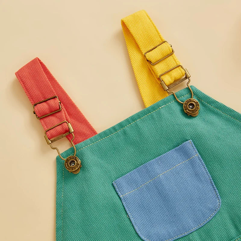 Infant Baby Denim Overalls Jumpsuit with Adjustable Straps